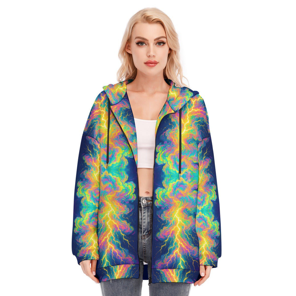 Women's Long Hoodie With Zipper Closure