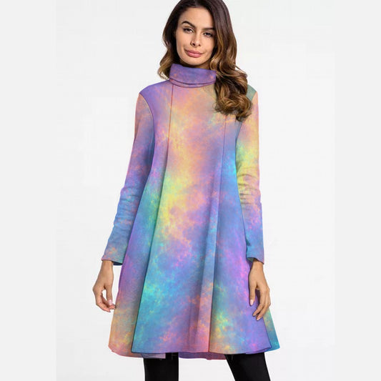 Women's High Neck Dress With Long Sleeve