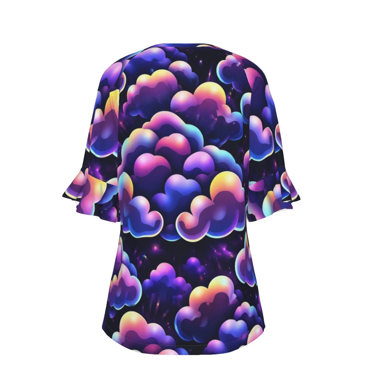 V-neck Women's T-shirt With Bell Sleeve