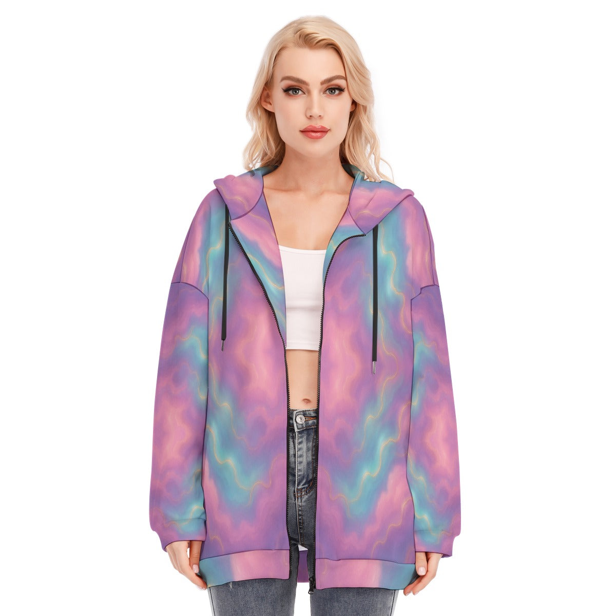 Women's Long Hoodie With Zipper Closure