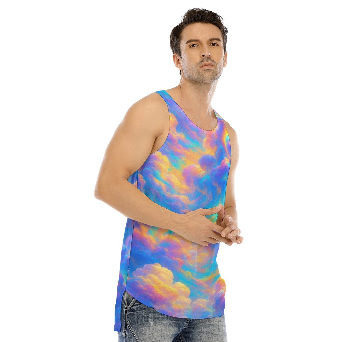Men's Curved Hem Long Tank Top