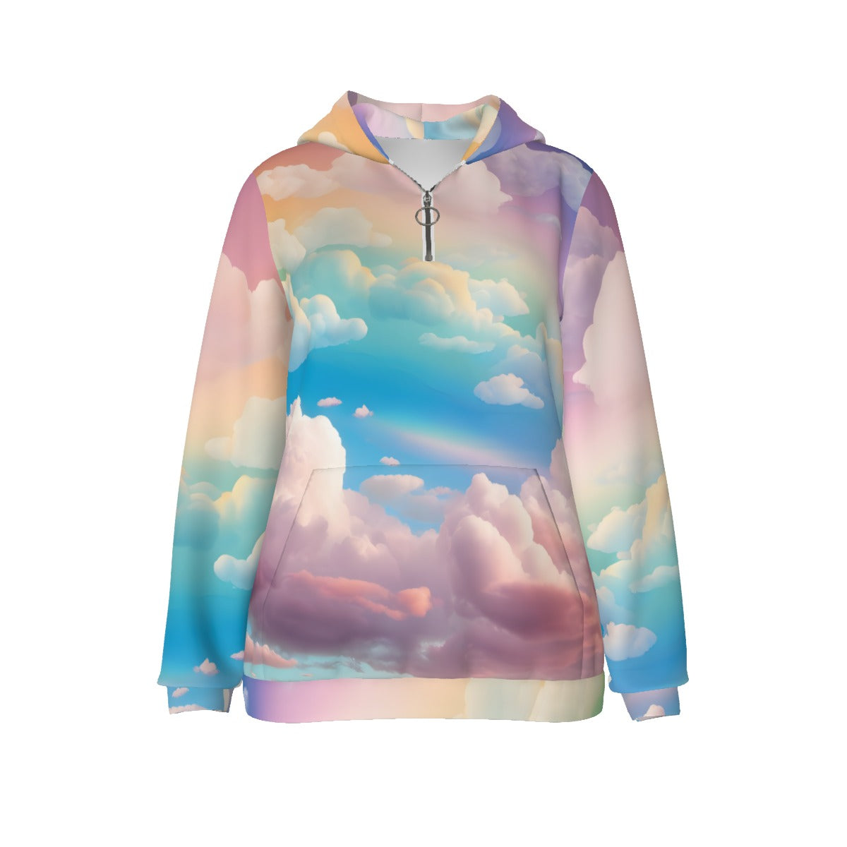 Women's Borg Fleece Hoodie With Half Zip