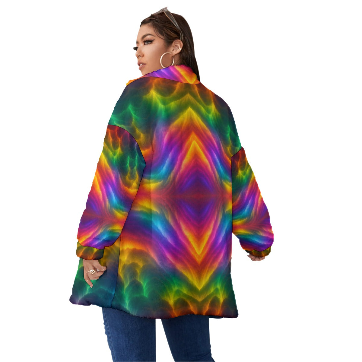 Unisex Borg Fleece Stand-up Collar Coat With Zipper Closure(Plus Size)