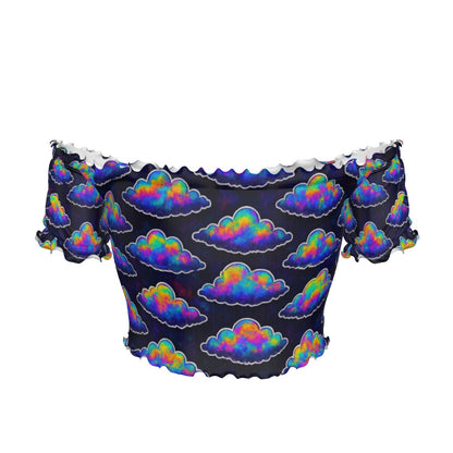 Women's One-shoulder Off-the-navel Short Sleeve T-shirt