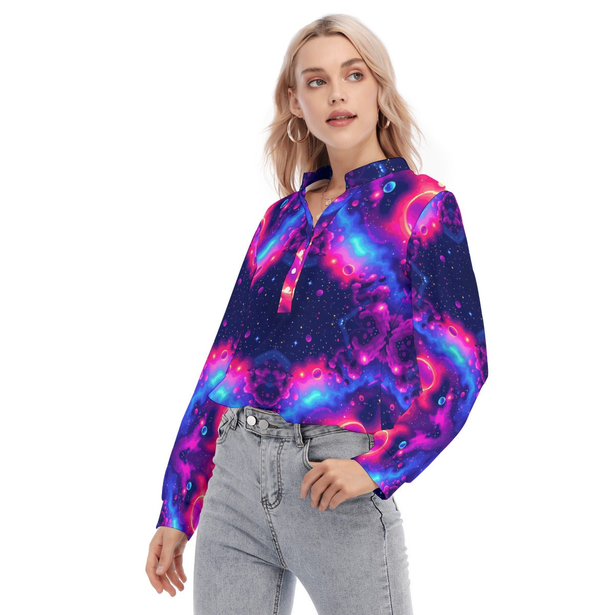 Women's Long Sleeve Blouse With Button Closure