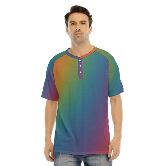 Men's Raglan Sleeve T-shirt With Button Closure