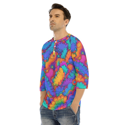 Men's Bracelet Sleeve T-shirt With Button Closure - view 3