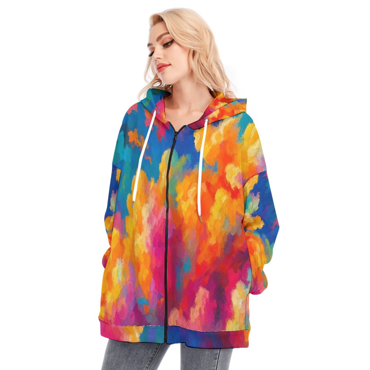 Women's Long Hoodie With Zipper Closure