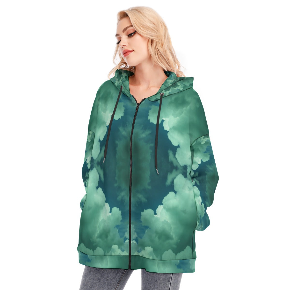 Women's Long Hoodie With Zipper Closure