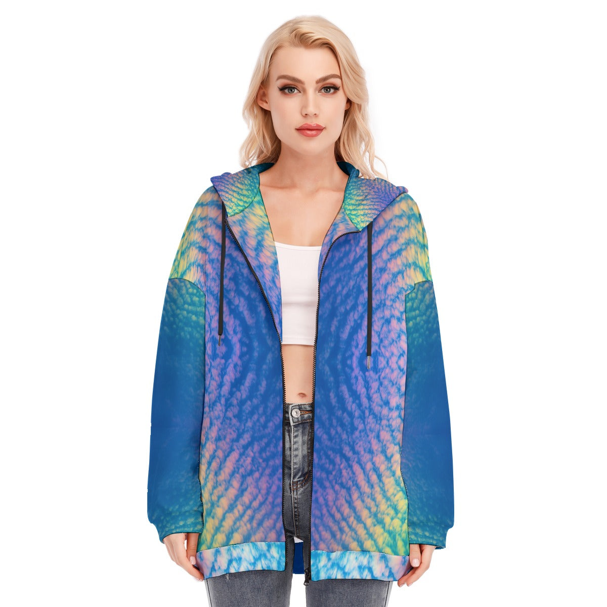 Women's Long Hoodie With Zipper Closure