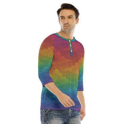 Men's Bracelet Sleeve T-shirt With Button Closure - view 2