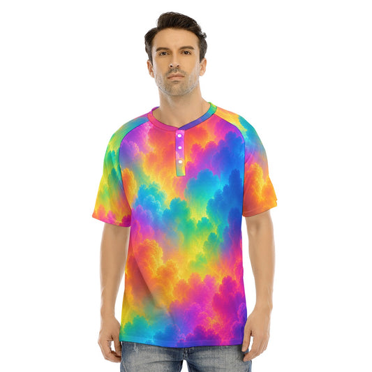 Men's Raglan Sleeve T-shirt With Button Closure