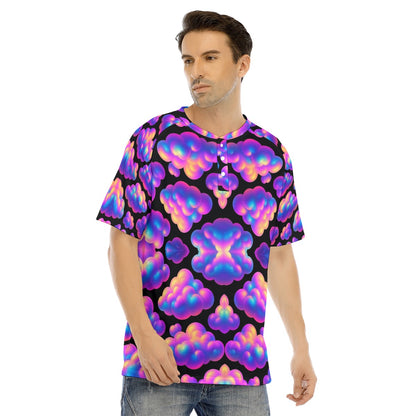 Men's Raglan Sleeve T-shirt With Button Closure