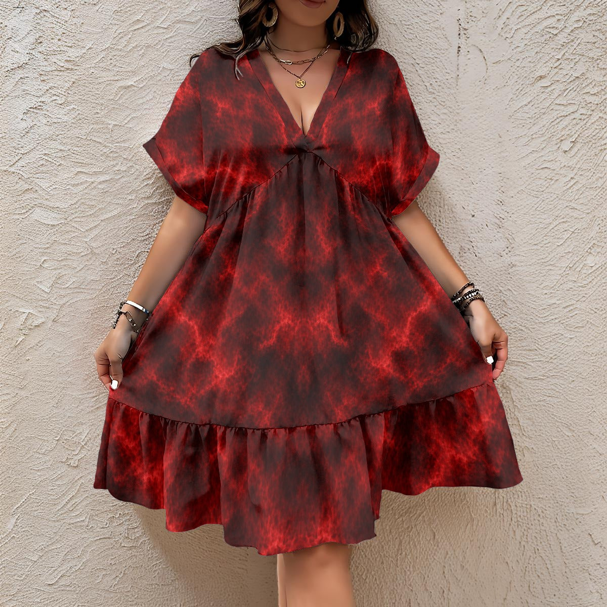 Women’s Floral V-Neck Short Sleeve Dress