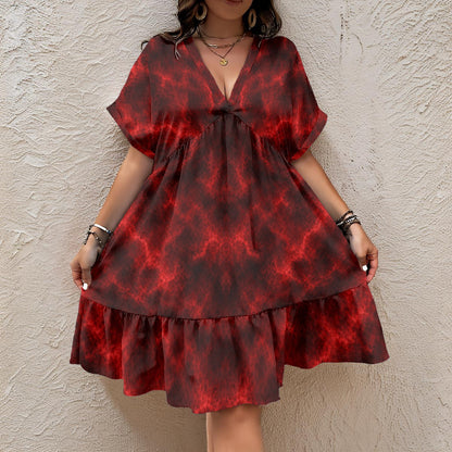 Women’s Floral V-Neck Short Sleeve Dress