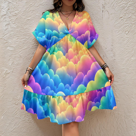 Women’s Floral V-Neck Short Sleeve Dress