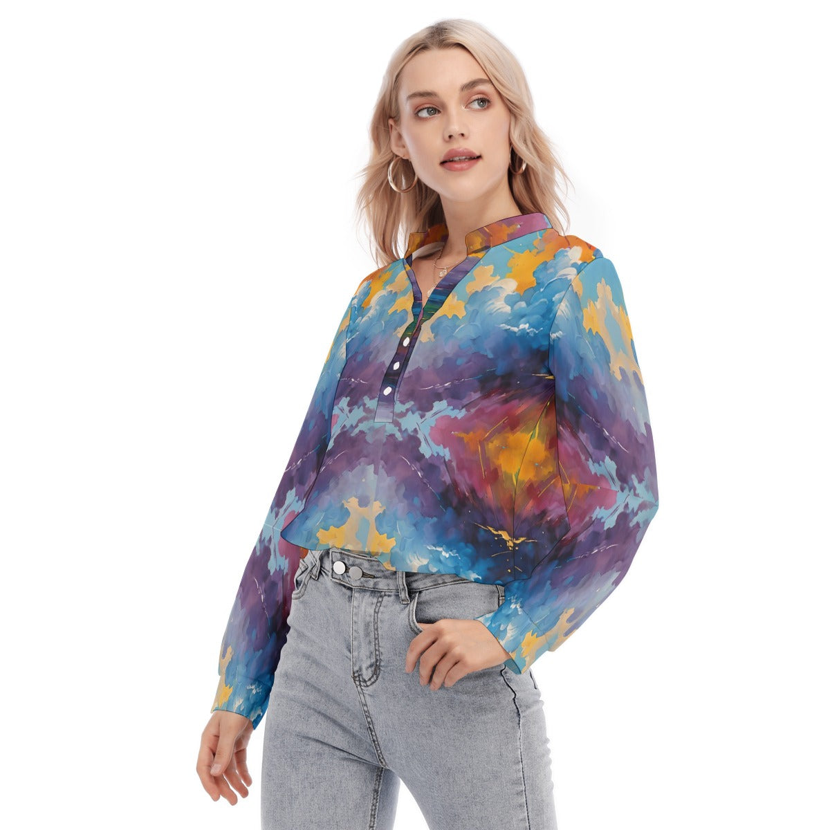 Women's Long Sleeve Blouse With Button Closure