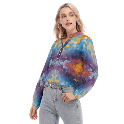 Women's Long Sleeve Blouse With Button Closure