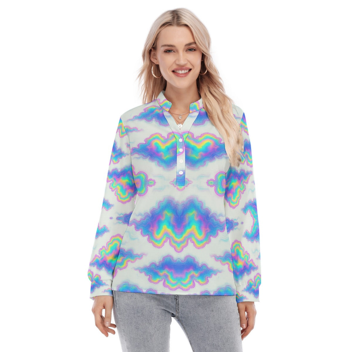 Women's Long Sleeve Blouse With Button Closure