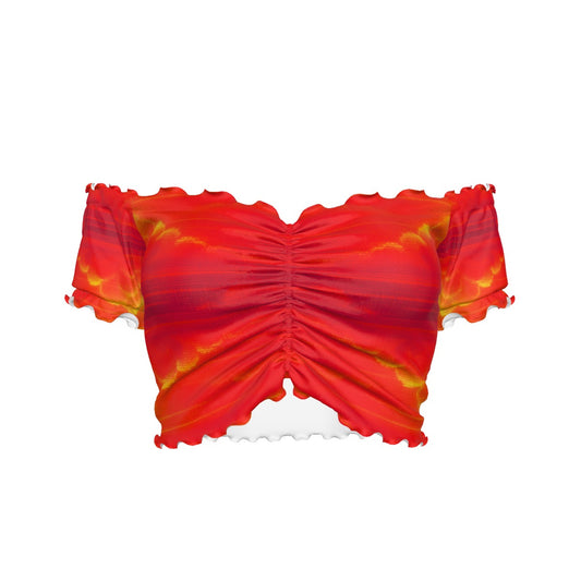 Women's One-shoulder Off-the-navel Short Sleeve T-shirt