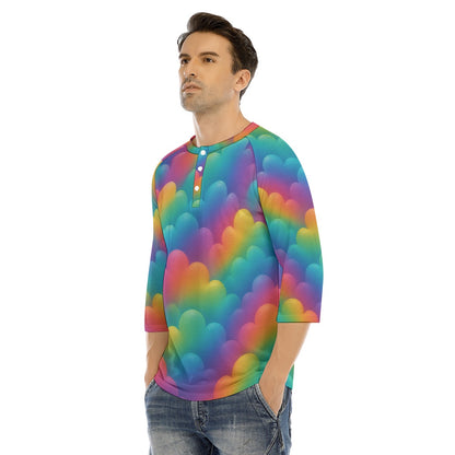 Men's Bracelet Sleeve T-shirt With Button Closure - view 3