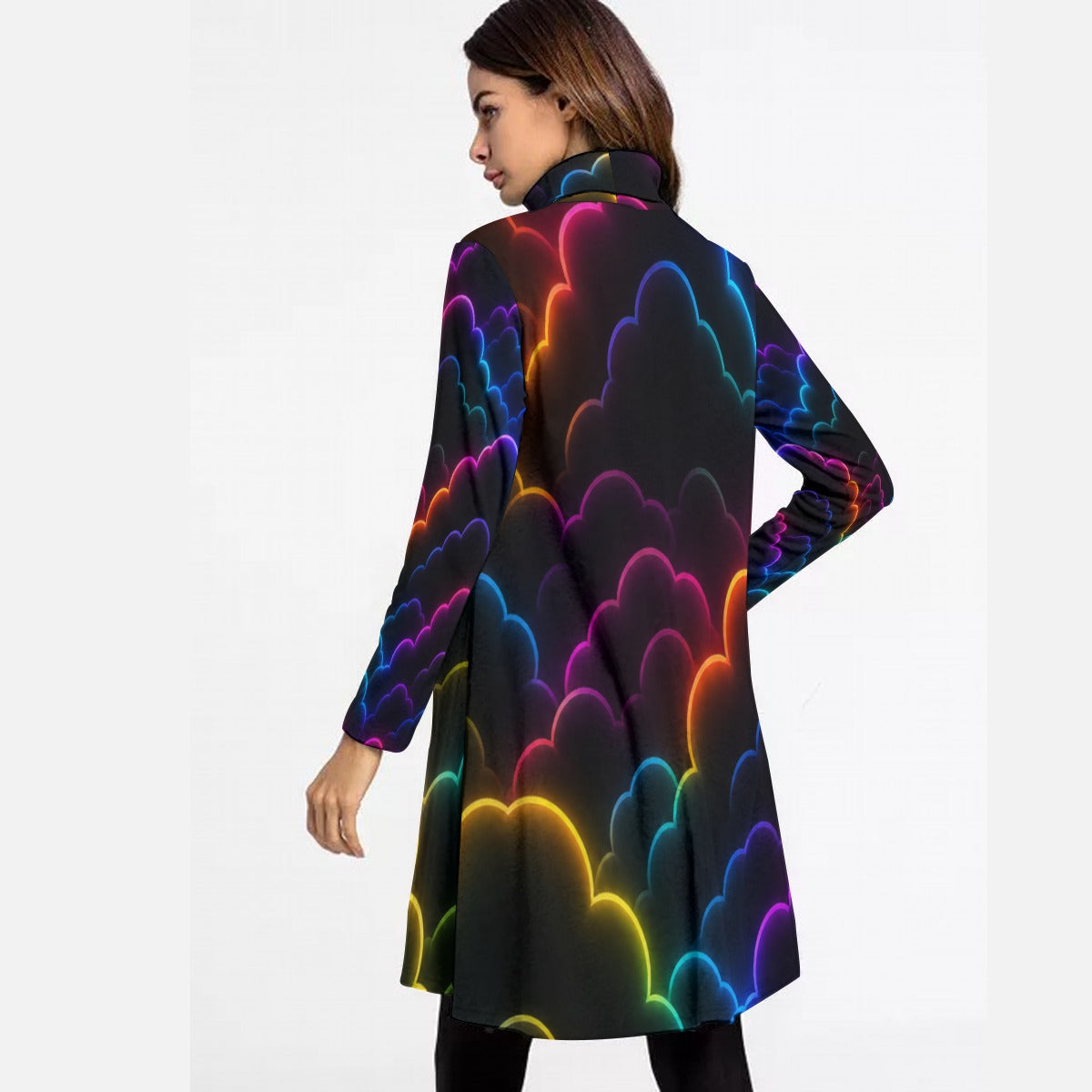 Women's High Neck Dress With Long Sleeve