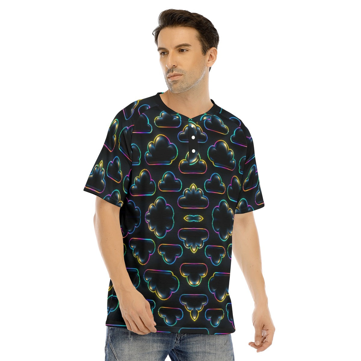 Men's Raglan Sleeve T-shirt With Button Closure