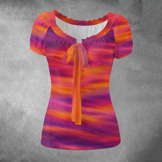 Women's Puff Sleeve Pleated Shirt