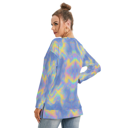Women's Side Split O-neck Sweatshirt