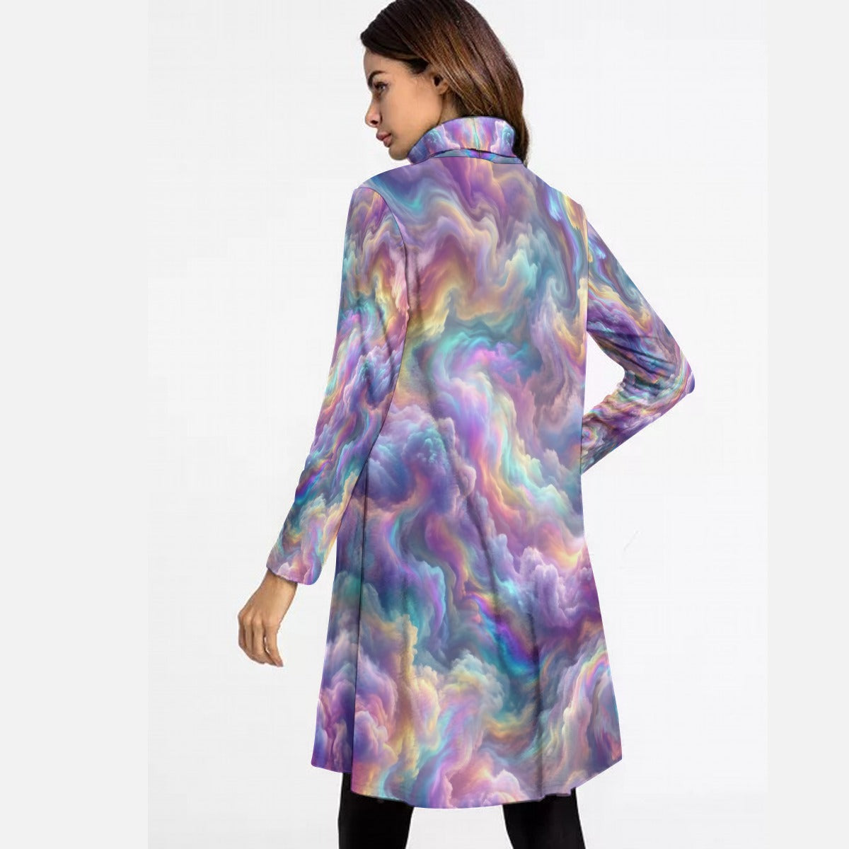 Women's High Neck Dress With Long Sleeve