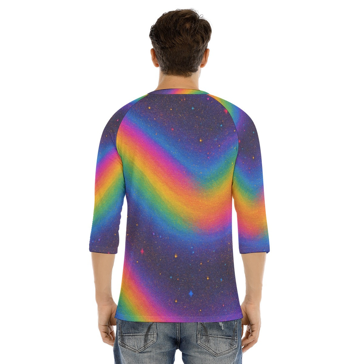 Men's Bracelet Sleeve T-shirt With Button Closure