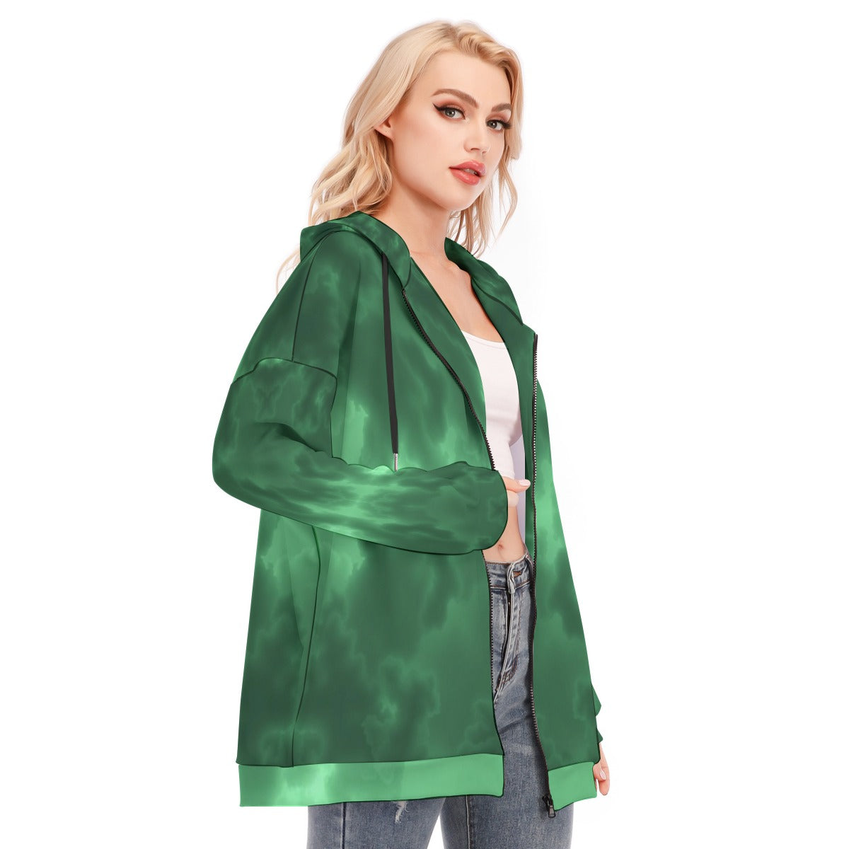 Women's Long Hoodie With Zipper Closure