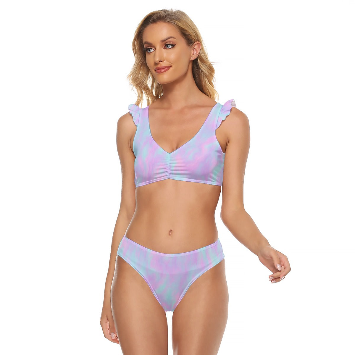 Women's Bikini Swimsuit With Ruffle Cuff Bra