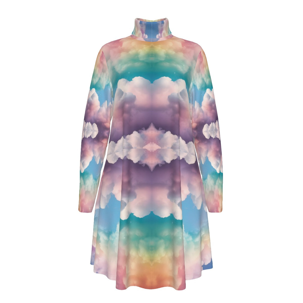 Women's High Neck Dress With Long Sleeve