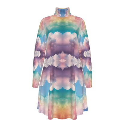 Women's High Neck Dress With Long Sleeve