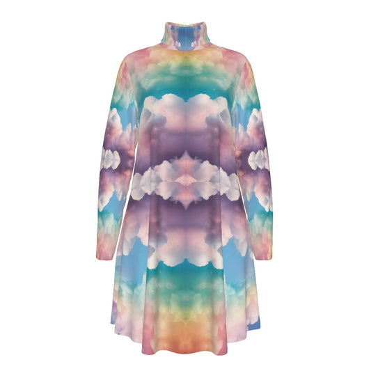 Women's High Neck Dress With Long Sleeve