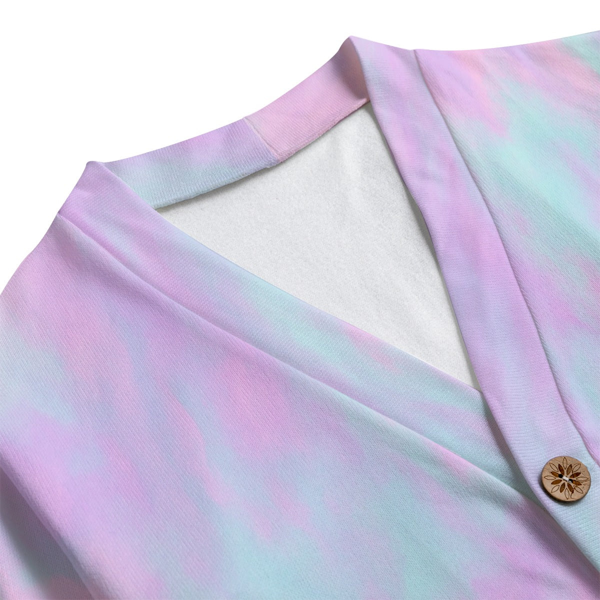 Unisex V-neck Knitted Fleece Cardigan With Button Closure