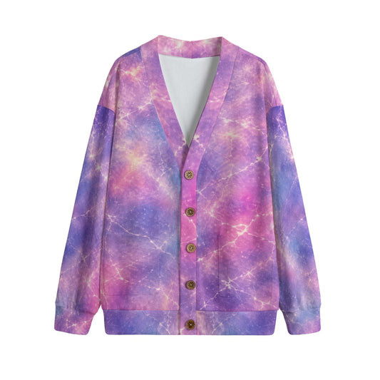 Unisex V-Neck Knitted-Fleece Button Cardigan - view 1