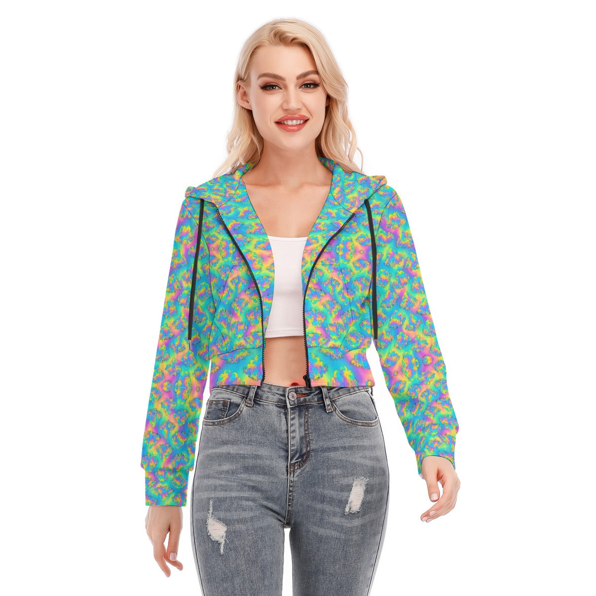 Women's Crop Top Hoodie With Zipper Closure