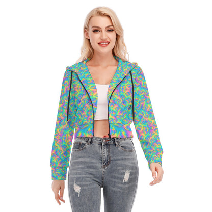 Women's Crop Top Hoodie With Zipper Closure
