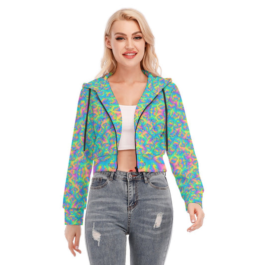 Women's Crop Top Hoodie With Zipper Closure