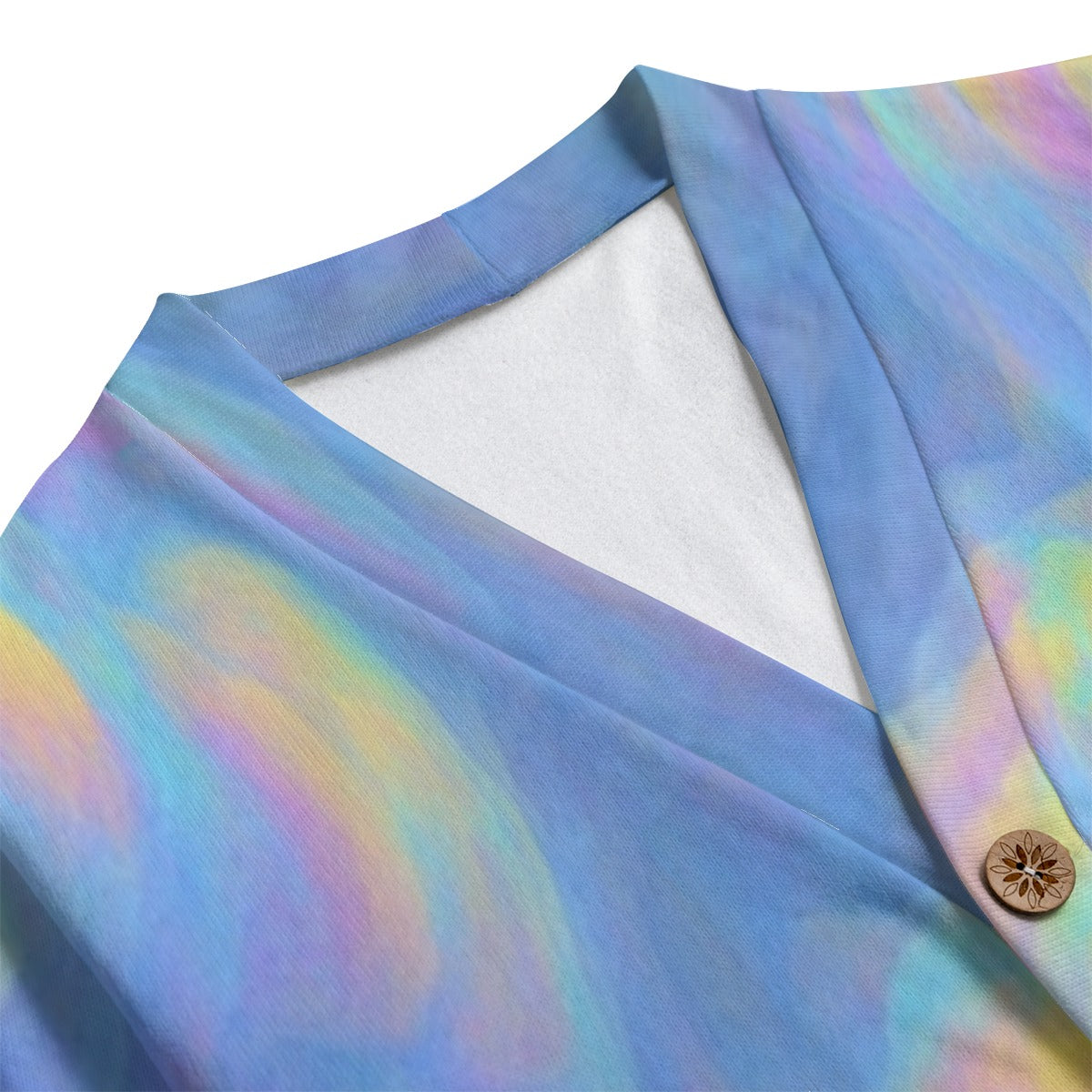 Unisex V-neck Knitted Fleece Cardigan With Button Closure