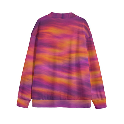 Unisex V-neck Knitted Fleece Cardigan With Button Closure