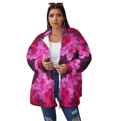 Unisex Borg Fleece Stand-up Collar Coat With Zipper Closure(Plus Size)