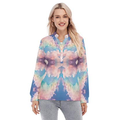 Women's Long Sleeve Blouse With Button Closure
