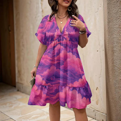 Women's Floral V-Neck Short Sleeve Dress by O’Nimbus – view 2