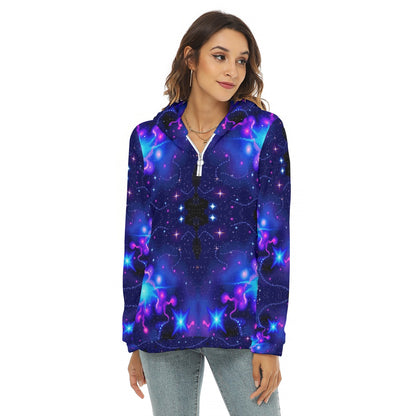 Women's Borg Fleece Hoodie With Half Zip