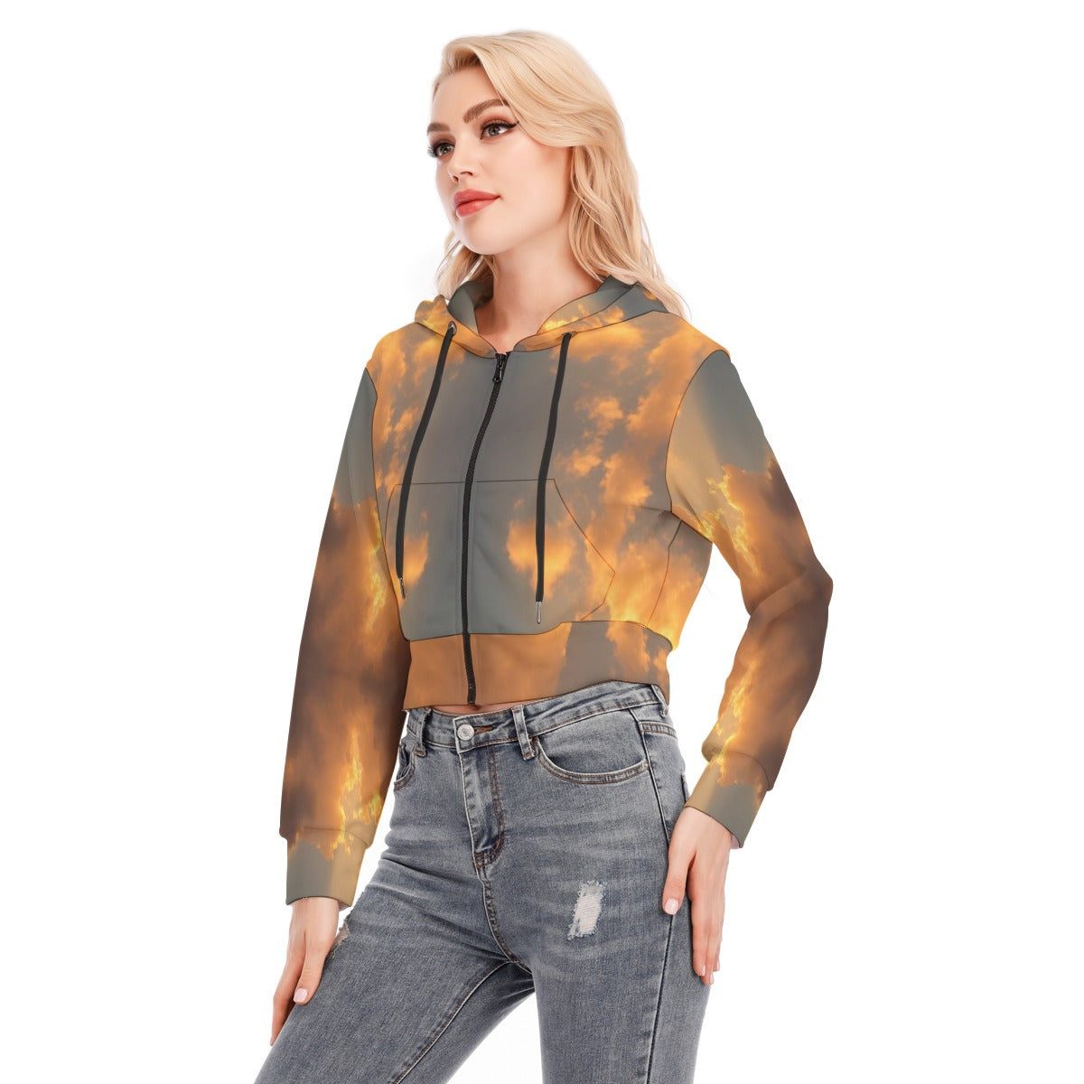 Women's Crop Top Hoodie With Zipper Closure