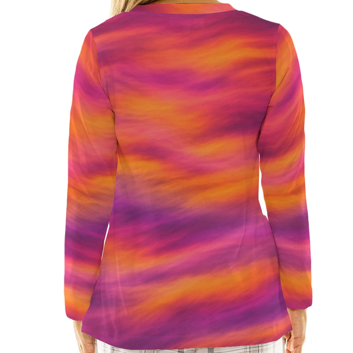 Women's Loose V-Neck T-Shirt With Long Sleeve