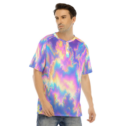 Men's Raglan Sleeve T-shirt With Button Closure